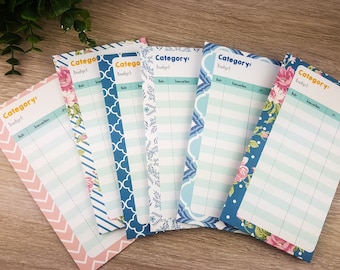 6 ct Cash envelope - Vertical - Budget - Cash Envelope System - Dave Ramsey - Budget System - Vintage/Floral/Navy/Pink - Personal Size -E007