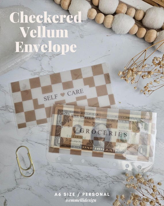 Laminated A6 Vellum Matte Laminated Cash Envelopes - Budget Binder - Cash Stuffing - Sinking Funds - Minimalist