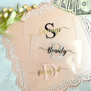 NEW Cash Envelope Budget System - A6 size ZIPLESS Clear Envelope, Custom vinyl, Planner - Budget Envelopes - Cash Stuffing - Sinking Funds