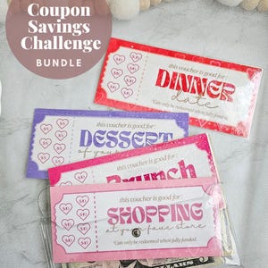 Coupon Challenge Cards + Clear Wallet | Savings Challenge | Cash Budget | Budget System | Cash Stuffing | Savings Plan | Self-Care