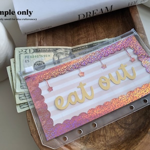 Personalized Zipper Envelope A6: Savings Challenge envelope, Budget, cash stuffing, Cash envelope system - Pink Glitter Boarder + Gold text