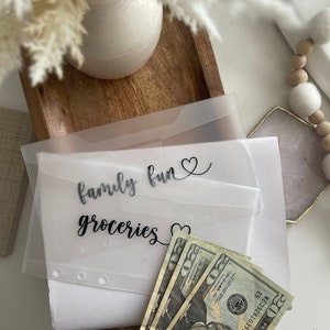 Personalized A6 Cash Envelope - Budget System - Clear Pouch, Custom vinyl, Planner - Budget Envelopes - PICK YOUR QUANTITY