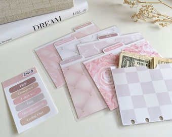 Laminated A7 Cash Envelopes - 6 ct. + Personalized Labels - Cash envelope system - Cash Stuffing - Wallet Envelope - Budget