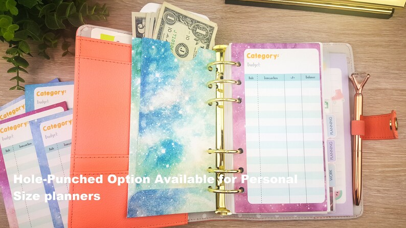 Stars/Galaxy Cash envelope 6 ct Vertical Budgeting Cash Envelope System Dave Ramsey Budget System Personal Size // E002 image 2