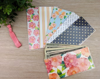 Horizontal Laminated Cash envelope - 6 ct - Budget Cash Envelope System - Dave Ramsey - Budget System - Floral/Pink