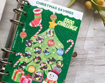 Scratch Off "Christmas Savings" 500 Dollar Goal Challenge Tracker Sheet - Budget - Savings Challenge - Cash Stuffing - A6 Size