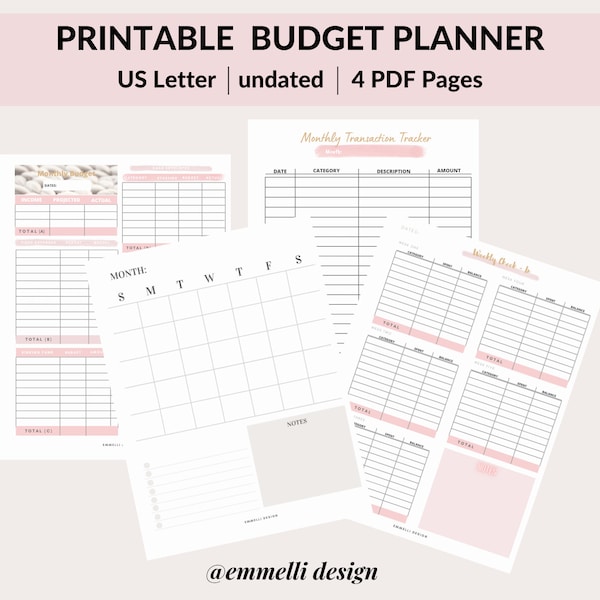 Budget Planner Printable, Finance Planner, Budget Template, Weekly Check-in, Bi-Weekly Budget, Monthly Budget, Paycheck Budget Printables