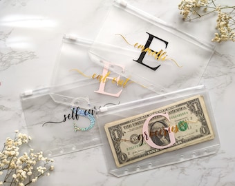 Cash Envelope Budget System - A6 size, Zippered Clear Pouch, Custom vinyl, Planner - Budget Envelopes
