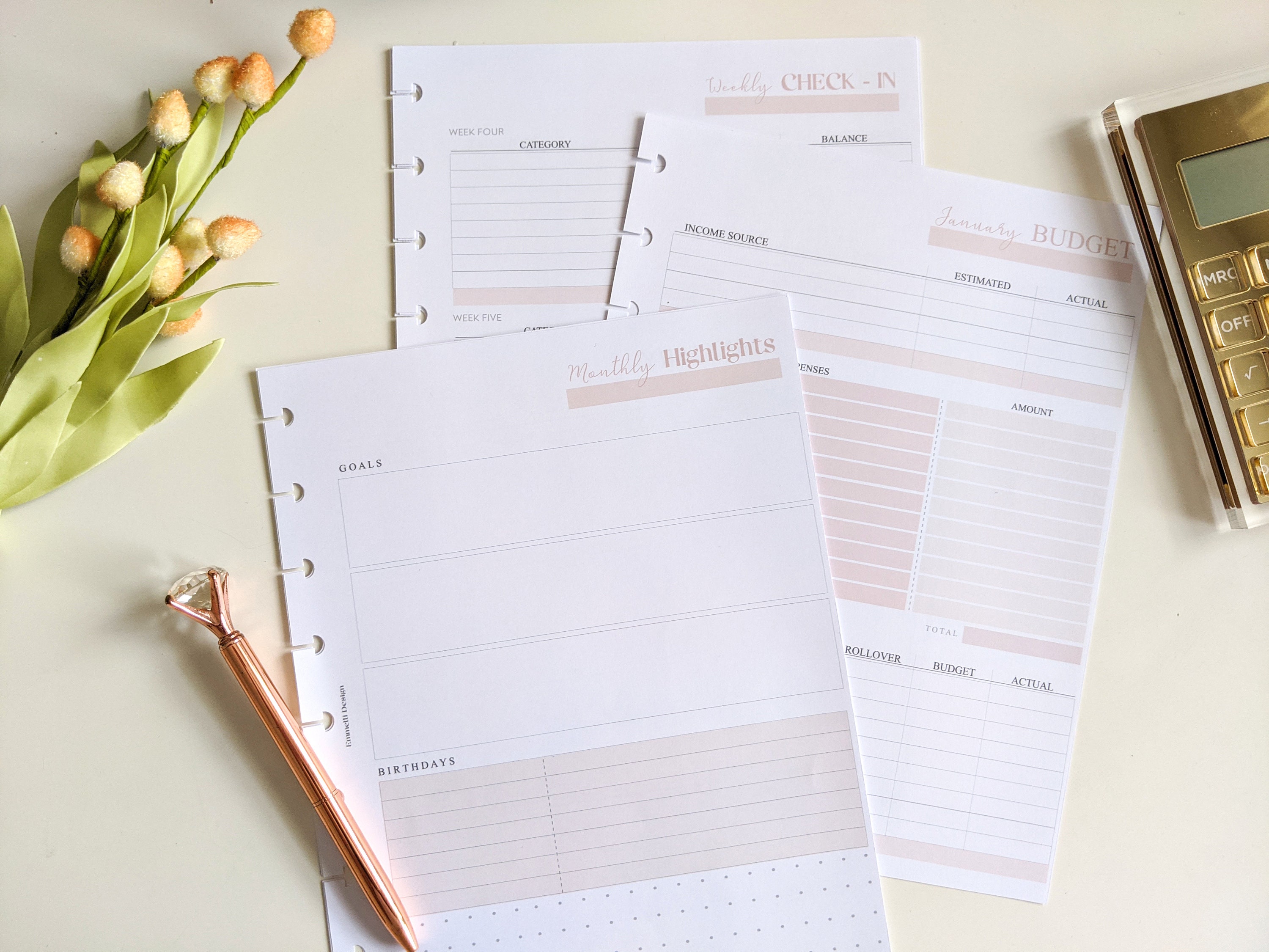 Printed happy planner 9 disc size finance bundle 12 month etsy