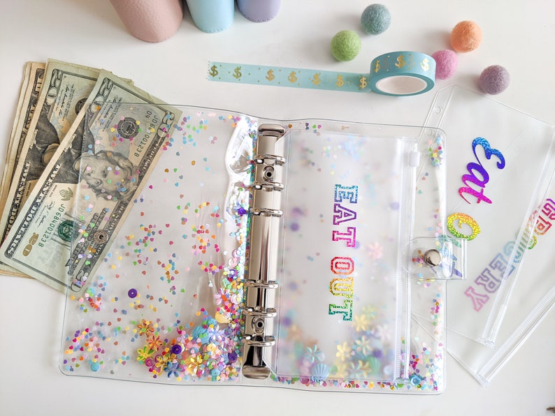 Zippered Clear Pouch Cash Envelopes Budget System Binder A6 Etsy