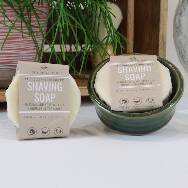 Large Round Shaving Soap with Optional Handmade Dish