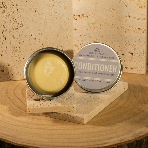 Solid Conditioner Bar, Natural Cocoa Butter, Vegan - Plastic & Palm Oil Free - Cosy Cottage Soap