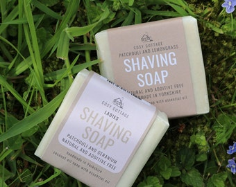 Solid Shaving Soap in 2 Scents - Handmade, Plastic & Palm Oil Free with Optional Shaving Brush