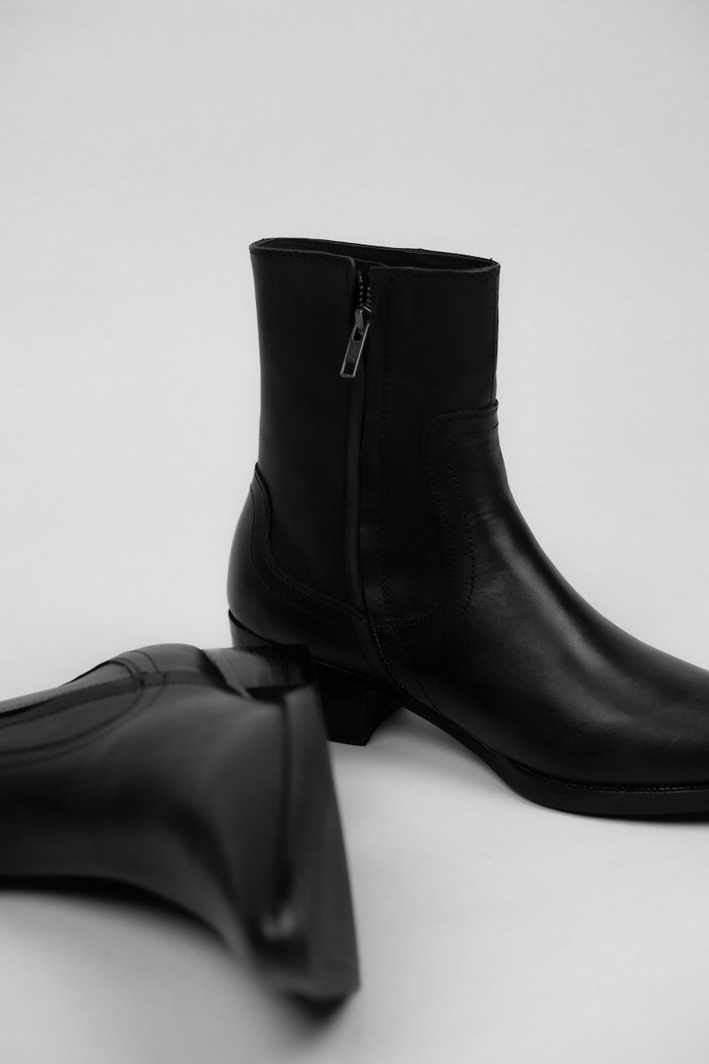 Handmade Men's Black Cowhide, Vincent Lukas Boots Cuban Heel Grounding Shoe Man, Minimalist Shoe, Leather Shoe Man, Barefoot Shoe Men image 6