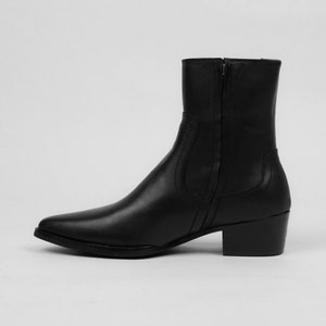 Handmade Men's Black Cowhide, Vincent Lukas Boots Cuban Heel Grounding Shoe Man, Minimalist Shoe, Leather Shoe Man, Barefoot Shoe Men image 4
