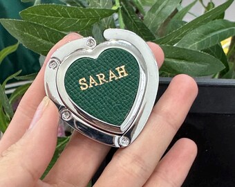 Personalized Heart Leather Bag HookHolder, Personalized Unique HookHolder, Name Hook Holder, Handmade HookHolder,Valentine Gift, Anniversary