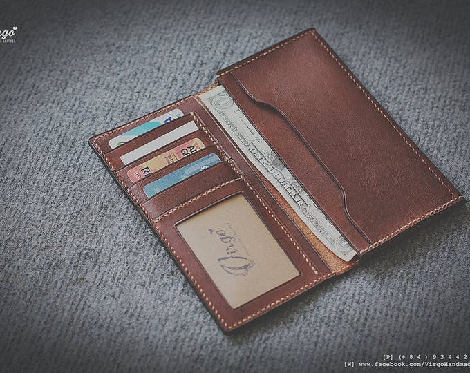 Minimal Long wallet Unisex | Personalized Vintage full grain leather handmade wallet