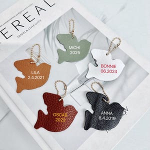 Chaveiro de couro personalizado com pássaro, acessórios, chaveiro, presente para ela, chaveiro com inicial estampada personalizada, presente de dia dos namorados, presente de aniversário