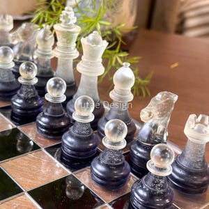 Resin Chess Sets with board, Chess set with unique chess pieces, Chess Set, Gift, Handmade Chess Board, Handcrafted Chess set, Chess Gifts