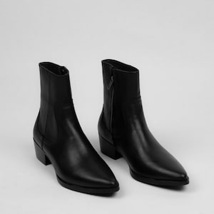 Handmade Men's Black Cowhide, Vincent Lukas Boots Cuban Heel Grounding Shoe Man, Minimalist Shoe, Leather Shoe Man, Barefoot Shoe Men image 2