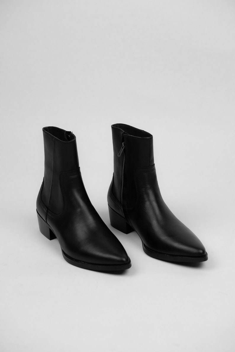 Handmade Men's Black Cowhide, Vincent Lukas Boots Cuban Heel Grounding Shoe Man, Minimalist Shoe, Leather Shoe Man, Barefoot Shoe Men image 2