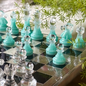 Resin Chess Sets with board, Chess set with unique chess pieces, Chess Set, Gift, Handmade Chess Board, Handcrafted Chess set, Chess Gifts