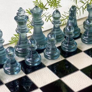 Resin Chess Sets with board, Chess set with unique chess pieces, Chess Set, Gift, Handmade Chess Board, Handcrafted Chess set, Chess Gifts