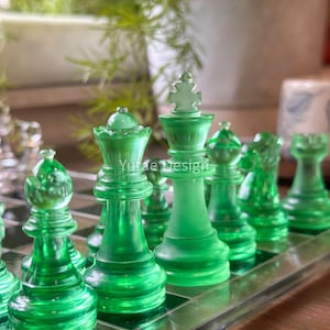 Resin Chess Sets with board, Chess set with unique chess pieces, Chess Set, Gift, Handmade Chess Board, Handcrafted Chess set, Chess Gifts