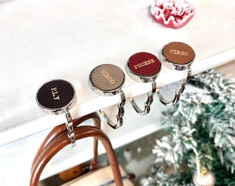Gancho para bolso de cuero personalizado, gancho único personalizado, gancho con nombre, gancho hecho a mano, regalo de San Valentín, aniversario