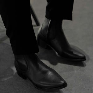Handmade Men's Black Cowhide, Vincent Lukas Boots Cuban Heel Grounding Shoe Man, Minimalist Shoe, Leather Shoe Man, Barefoot Shoe Men image 10