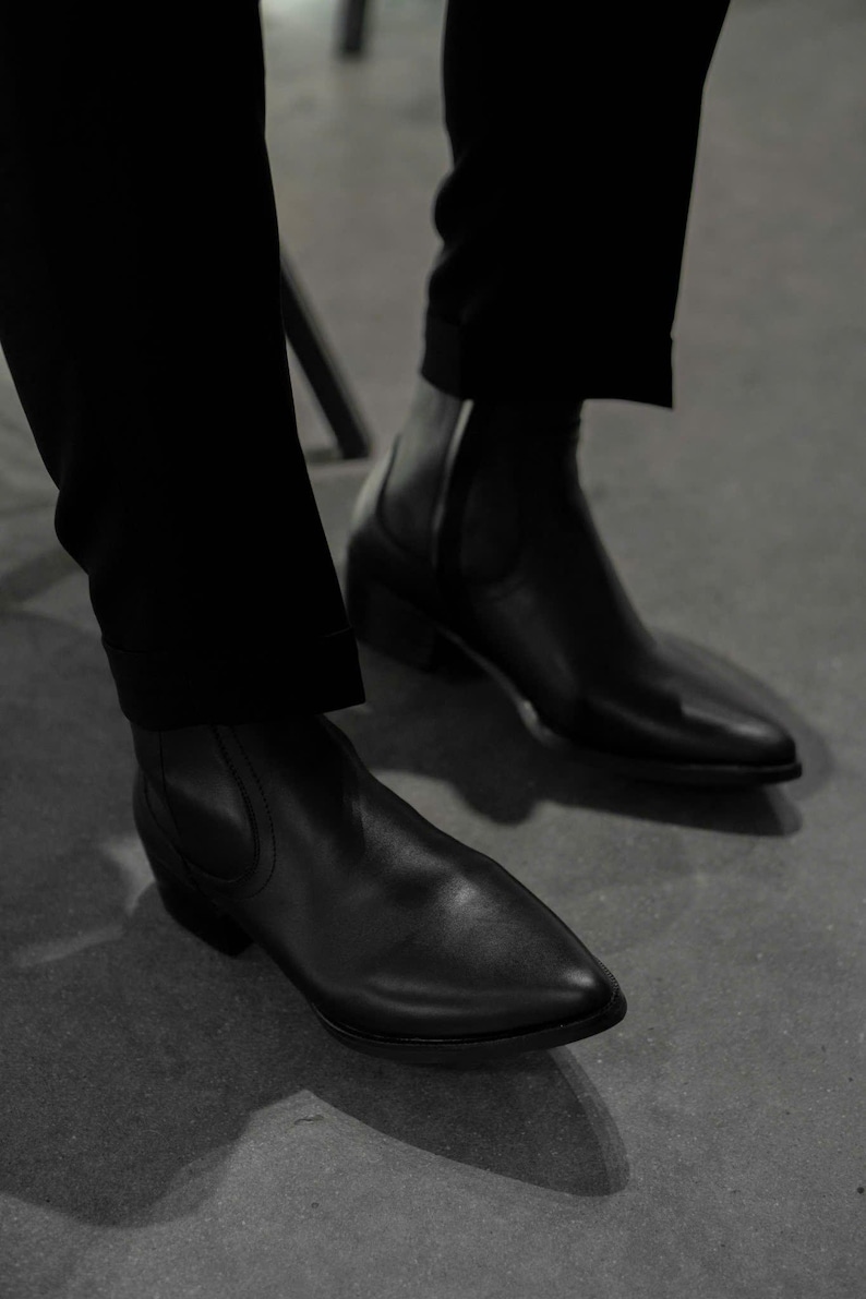Handmade Men's Black Cowhide, Vincent Lukas Boots Cuban Heel Grounding Shoe Man, Minimalist Shoe, Leather Shoe Man, Barefoot Shoe Men image 10