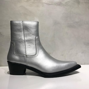 Handmade Men&#39;s Gray Cowhide Vincent Lukas Boots Cuban Heel Grounding Shoe Man, Minimalist Shoe, Leather Shoe Man, Barefoot Shoe Men