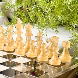 Resin Chess Sets with board, Chess set with unique chess pieces, Chess Set, Gift, Handmade Chess Board, Handcrafted Chess set, Chess Gifts