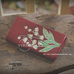 Cartera hecha a mano Lily para mujer / Cartera hecha a mano personalizada de cuero curtido vegetal