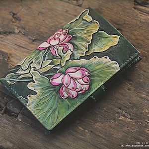 Lotus handgeschnitzte / punzierte Brieftasche