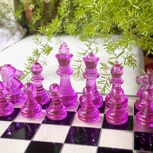 Resin Chess Sets with board, Chess set with unique chess pieces, Chess Set, Gift, Handmade Chess Board, Handcrafted Chess set, Chess Gifts