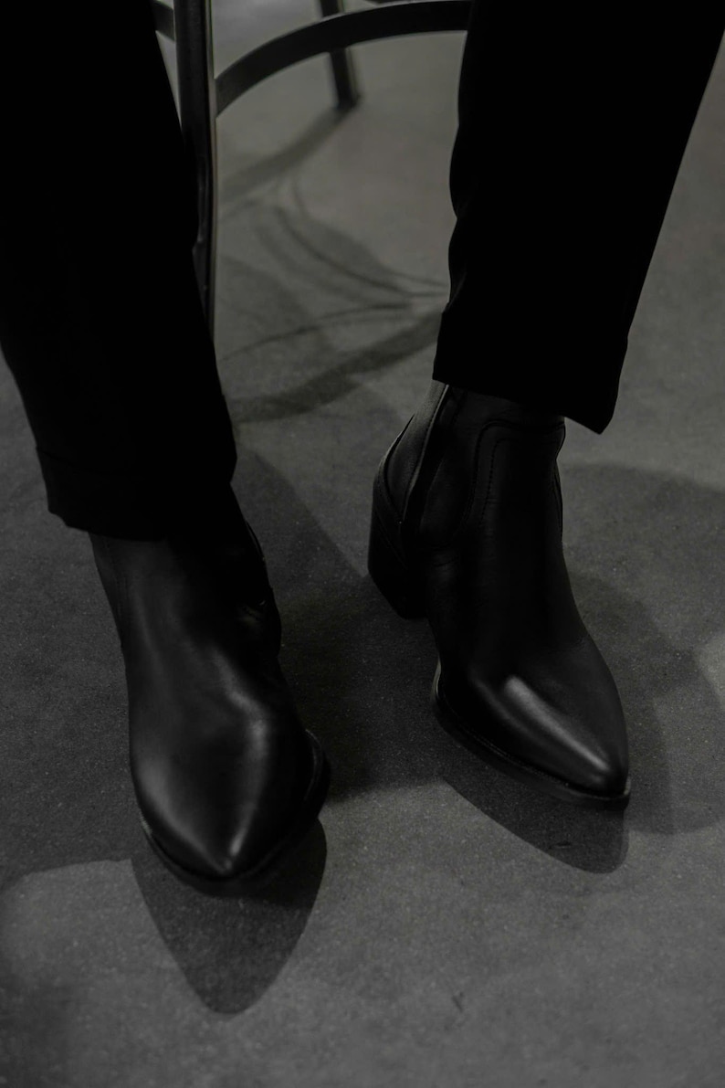 Handmade Men's Black Cowhide, Vincent Lukas Boots Cuban Heel Grounding Shoe Man, Minimalist Shoe, Leather Shoe Man, Barefoot Shoe Men image 9