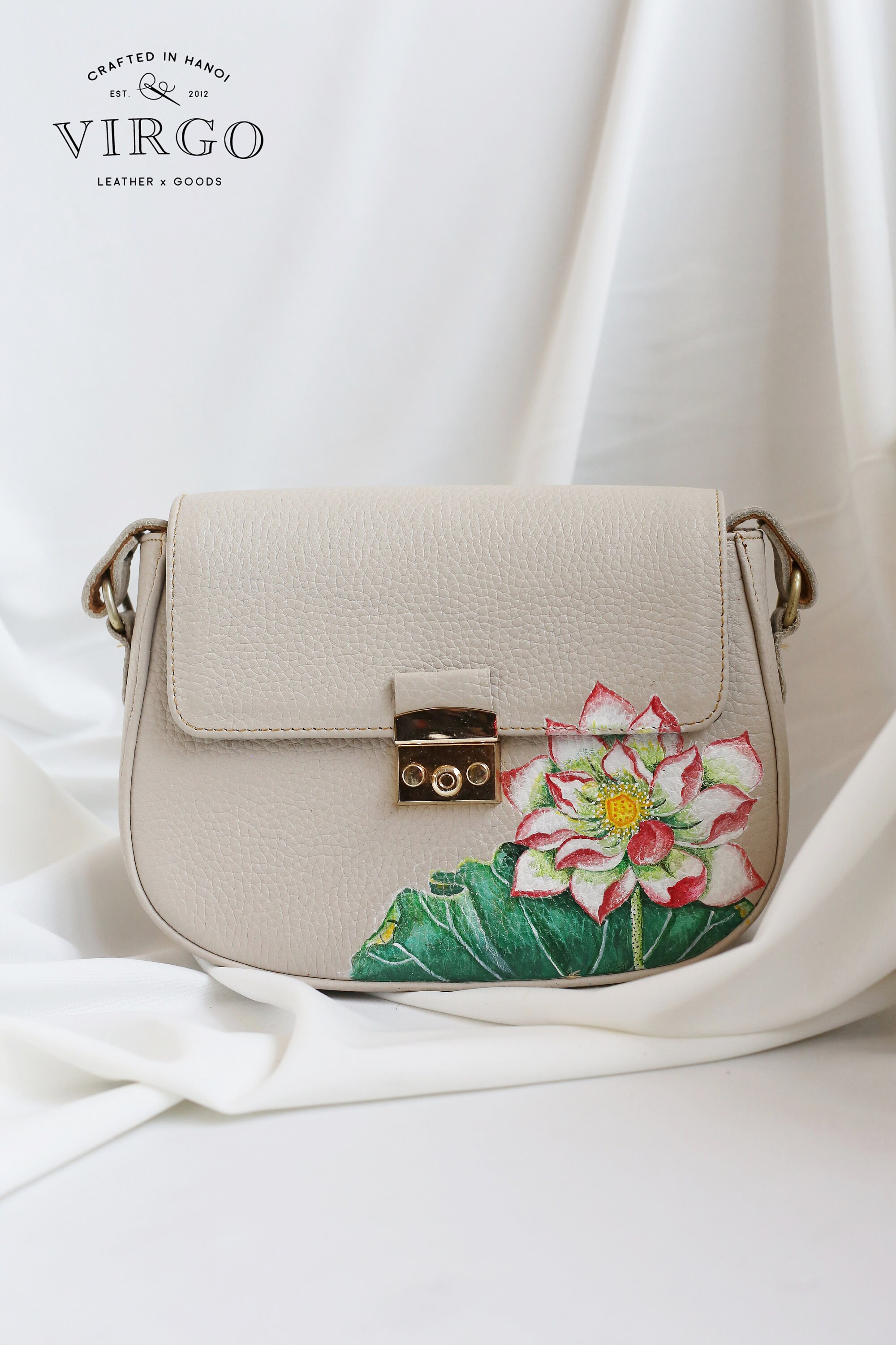 Golden Lotus Pattern Print Crossbody Bags