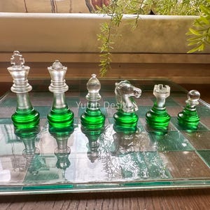 Resin Chess Sets with board, Chess set with unique chess pieces, Chess Set, Gift, Handmade Chess Board, Handcrafted Chess set, Chess Gifts