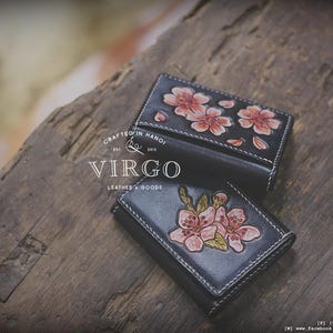 Cartera de cuero hecha a mano Blossom, aniversario personalizado, regalo para mujer, billetera hecha a mano, cuero trabajado a mano, regalo para ella, billetera personalizada