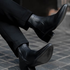 Handmade Men's Black Cowhide, Vincent Lukas Boots Cuban Heel Grounding Shoe Man, Minimalist Shoe, Leather Shoe Man, Barefoot Shoe Men image 8