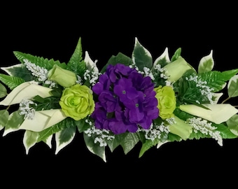 Green Rose, Lily and Purple Hydrangea 26"W Wedding Arch Centerpiece Swag Silk Flower for Wall, Table, Gift All Seasons Decor & Accent EST019