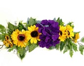 Sunflower Purple Hydrangea 26 quot W Swag Silk Flower on Wall Door Mirror Picture Arch Mantel Clock All Seasons Decor and Accent in Home Office