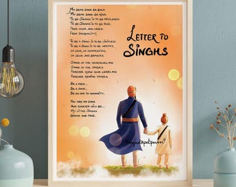 Letter To Singh&#39;s And Kaur&#39;s | Art Poem | Quote Art | Sikh Artwork | Guru Gobind Singh Art | Sikh Painting