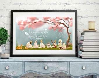 Guru Sangat | Gurbani Art | Sikh Art | Punjabi painting | Sikh Home Decor | Sikh Gifts | Sikh Wall Art