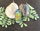 Metallic Abstract Rainbow Dichroic Glass Pendant Necklace, One of a kind