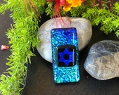 Unique, Abstract Dichroic Glass Star of David Pendant, One of a kind