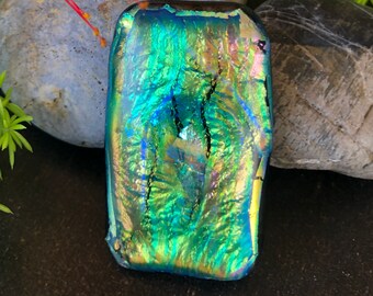 Colgante de vidrio dicroico holográfico metálico