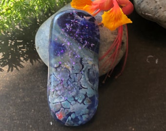 Vibrant, Galaxy, Unique, Abstract Dichroic Glass Pendant Necklace, One of a kind