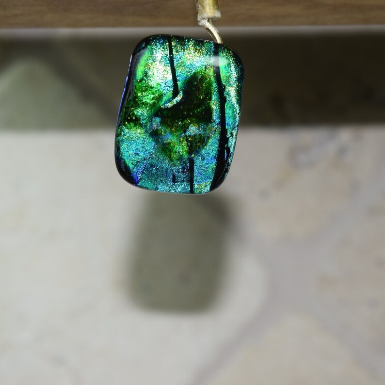 Abstract Metallic Holographic Dichroic Pendant One of a kind